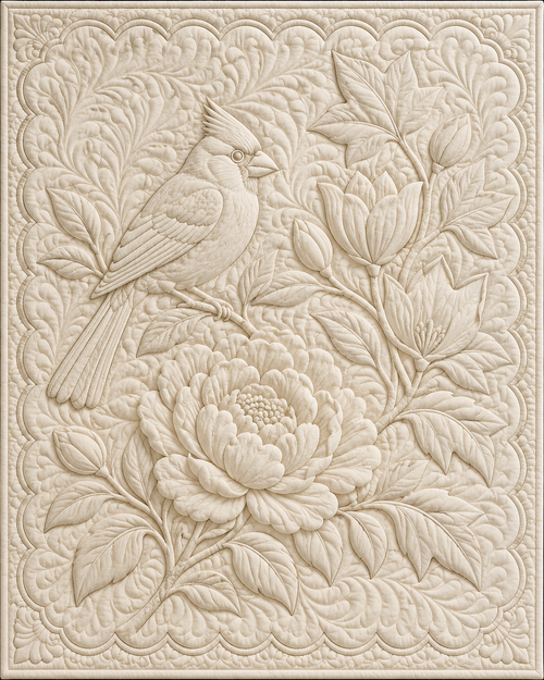 Indiana Botanical Whitework quilt blanket design