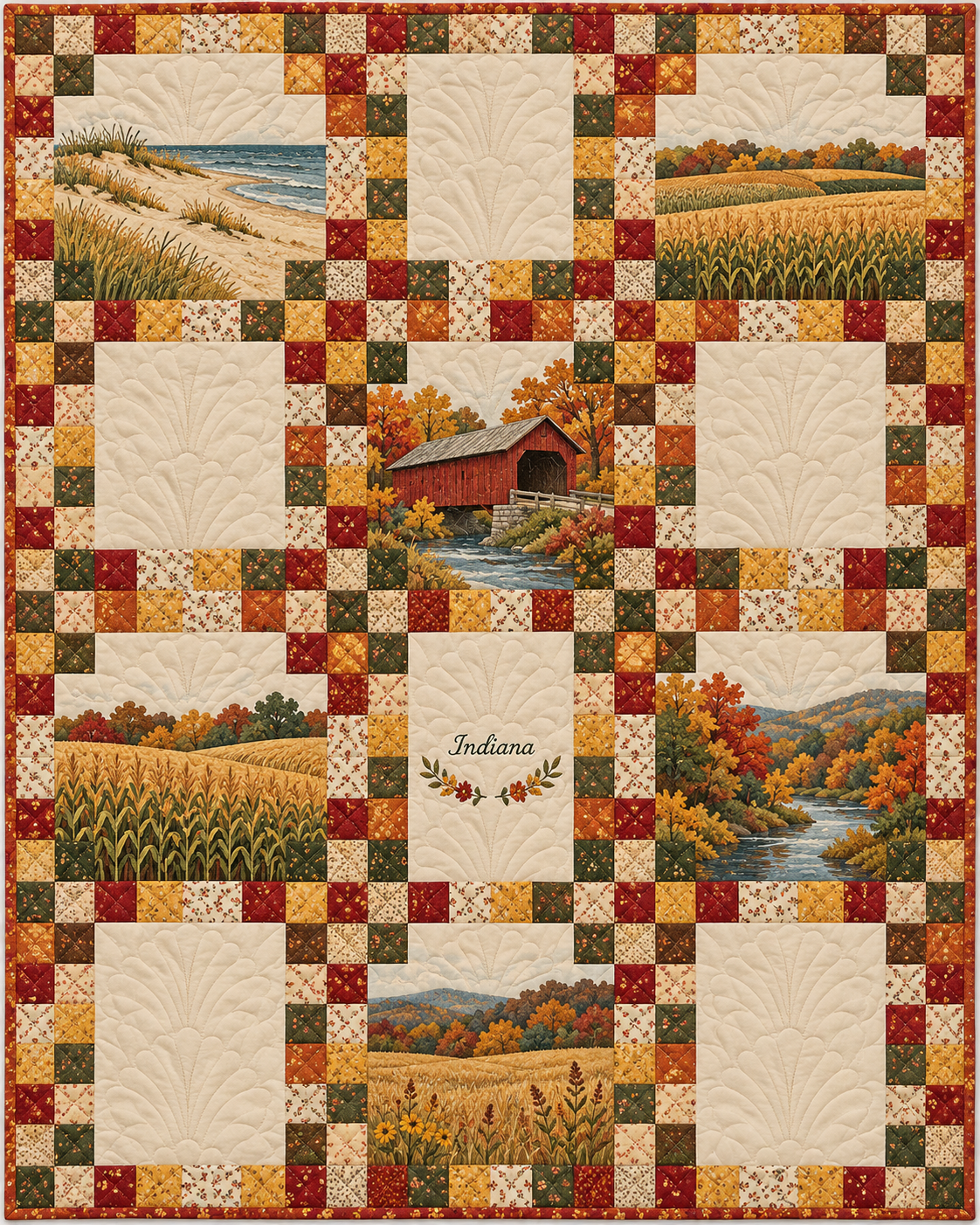 Indiana Harvest Chain quilt blanket design