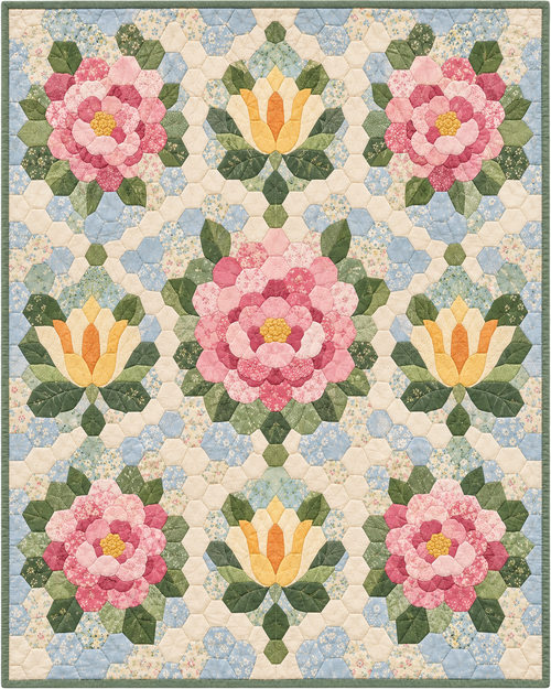 Indiana Garden Hexagons quilt blanket design