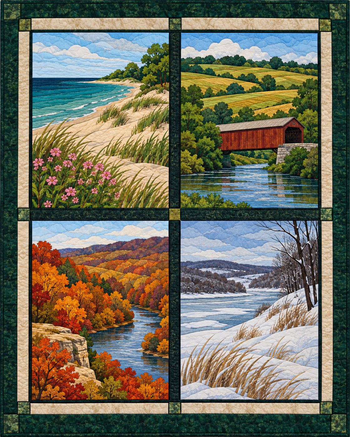 Indiana Seasonal Windows quilt blanket design
