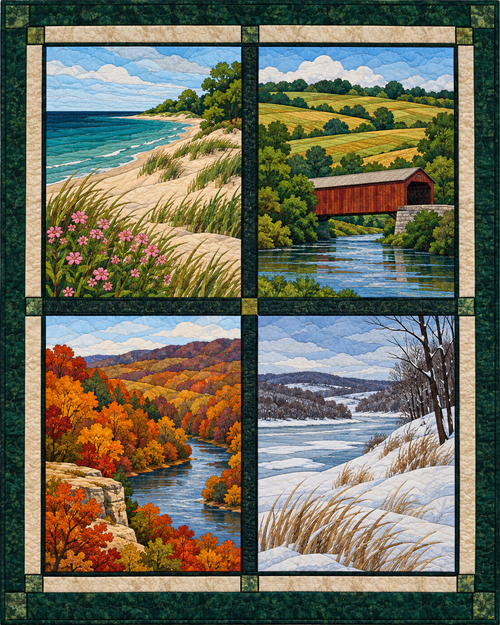 Indiana Seasonal Windows quilt blanket design