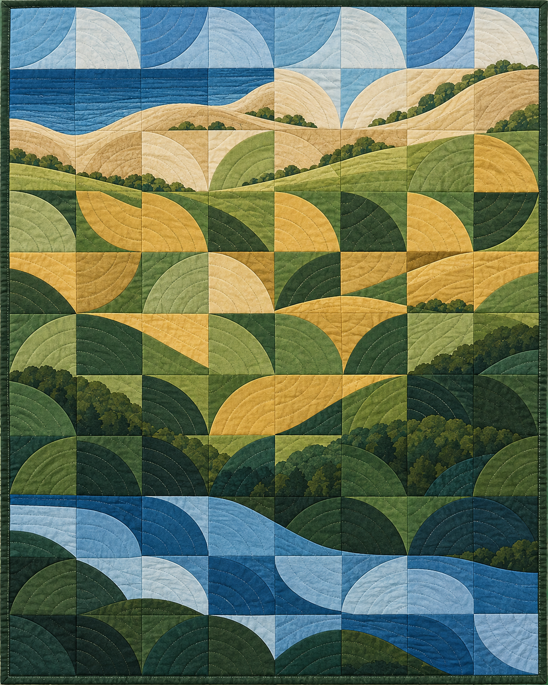 Indiana Rolling Curves quilt blanket design