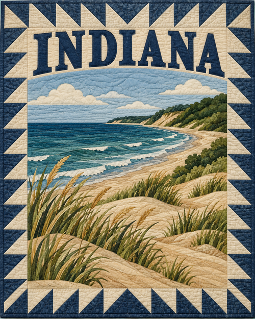 Indiana Scenic Postcard quilt blanket design