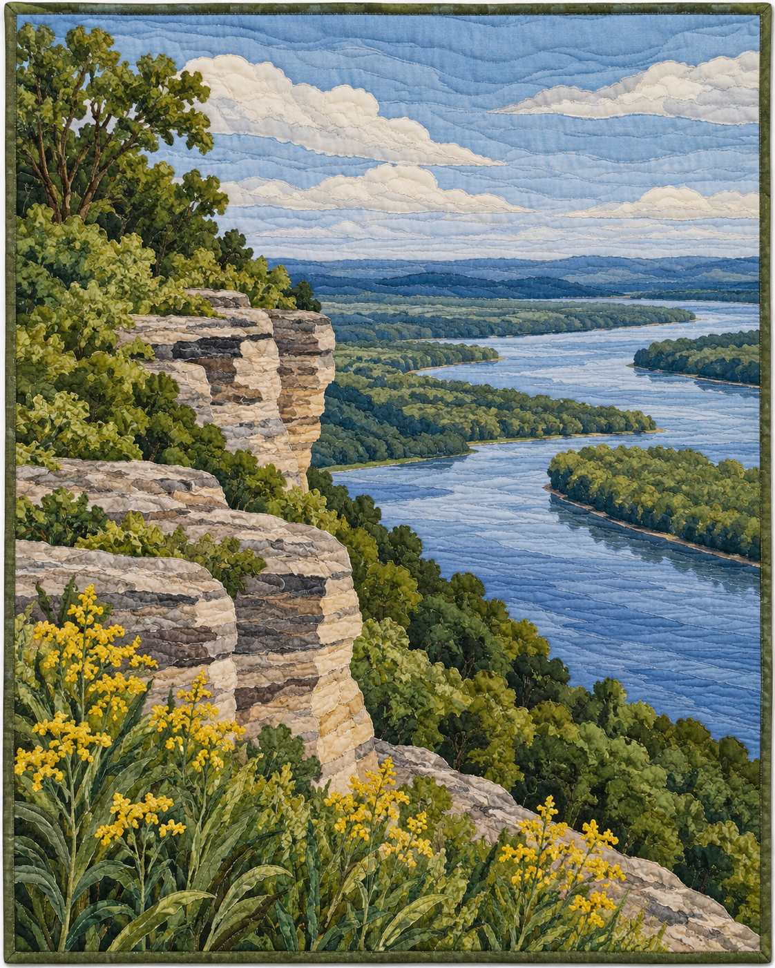 Iowa River Landscape quilt blanket design