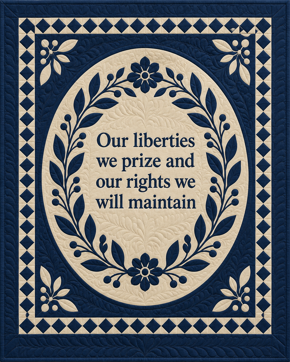 Iowa Motto Medallion quilt blanket design