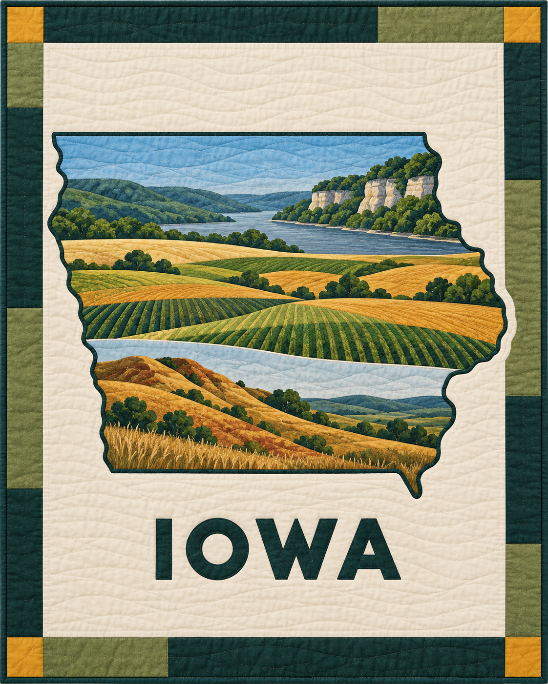 Iowa State Silhouette quilt blanket design