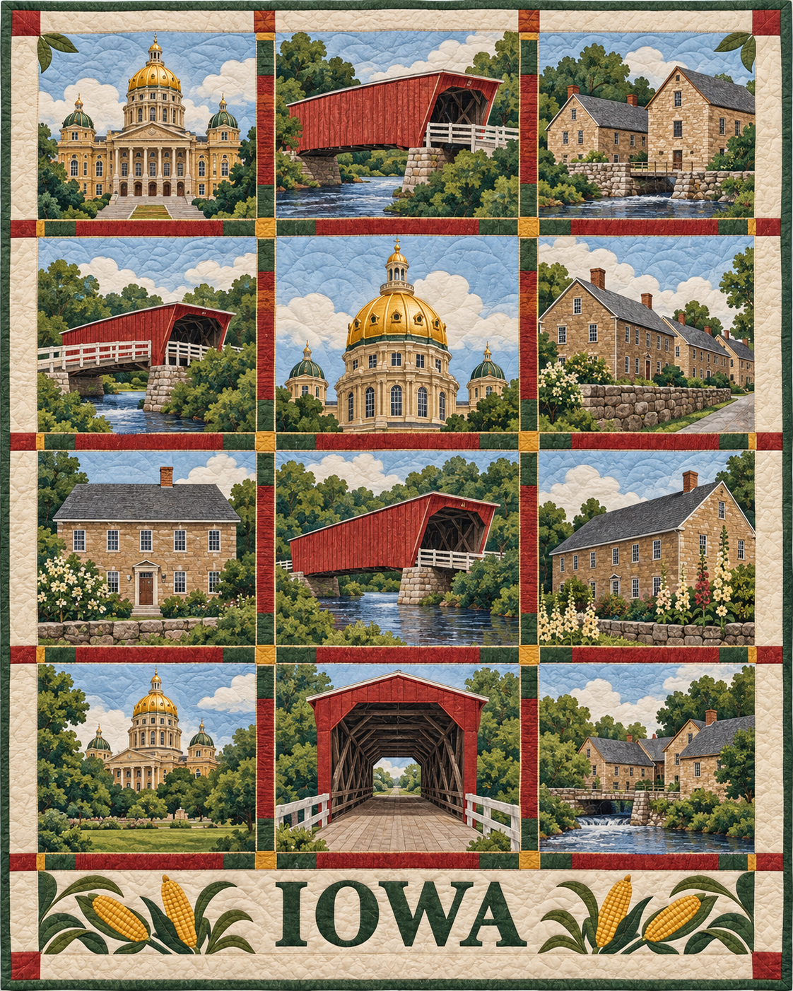 Iowa Heritage Album quilt blanket design