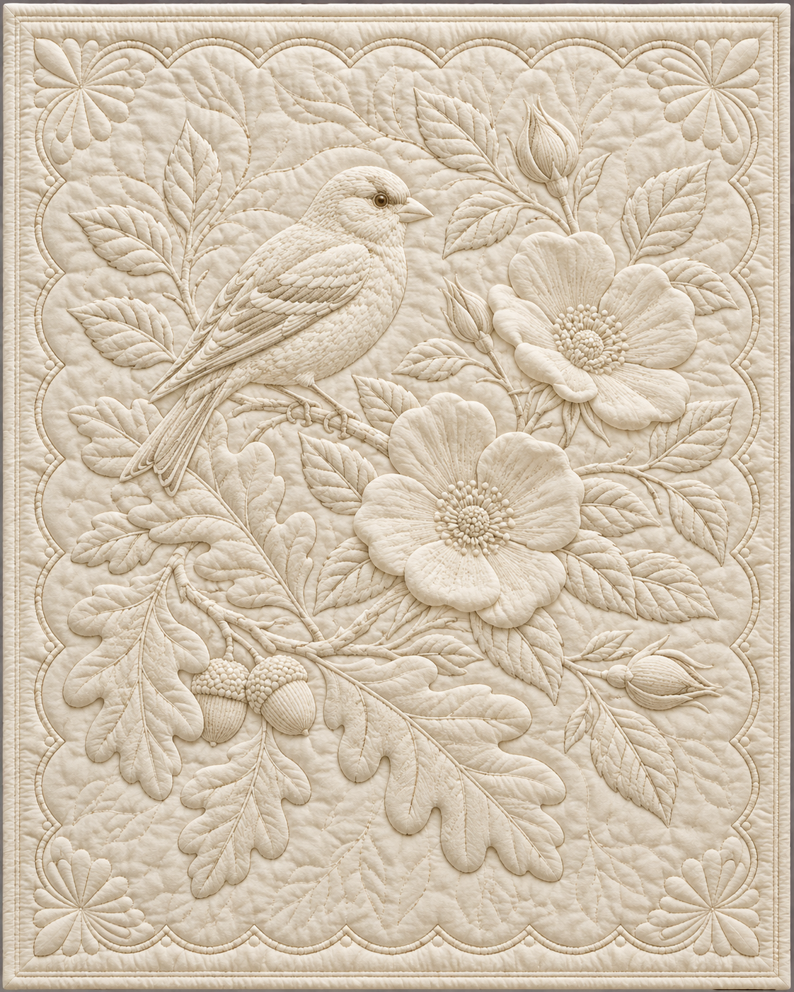 Iowa Botanical Whitework quilt blanket design