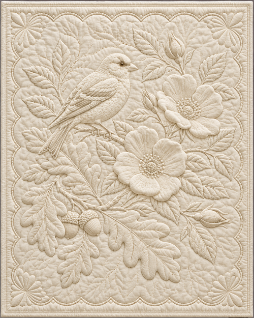 Iowa Botanical Whitework quilt blanket design