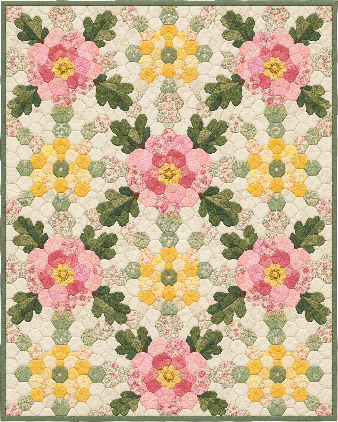 Iowa Garden Hexagons quilt blanket design