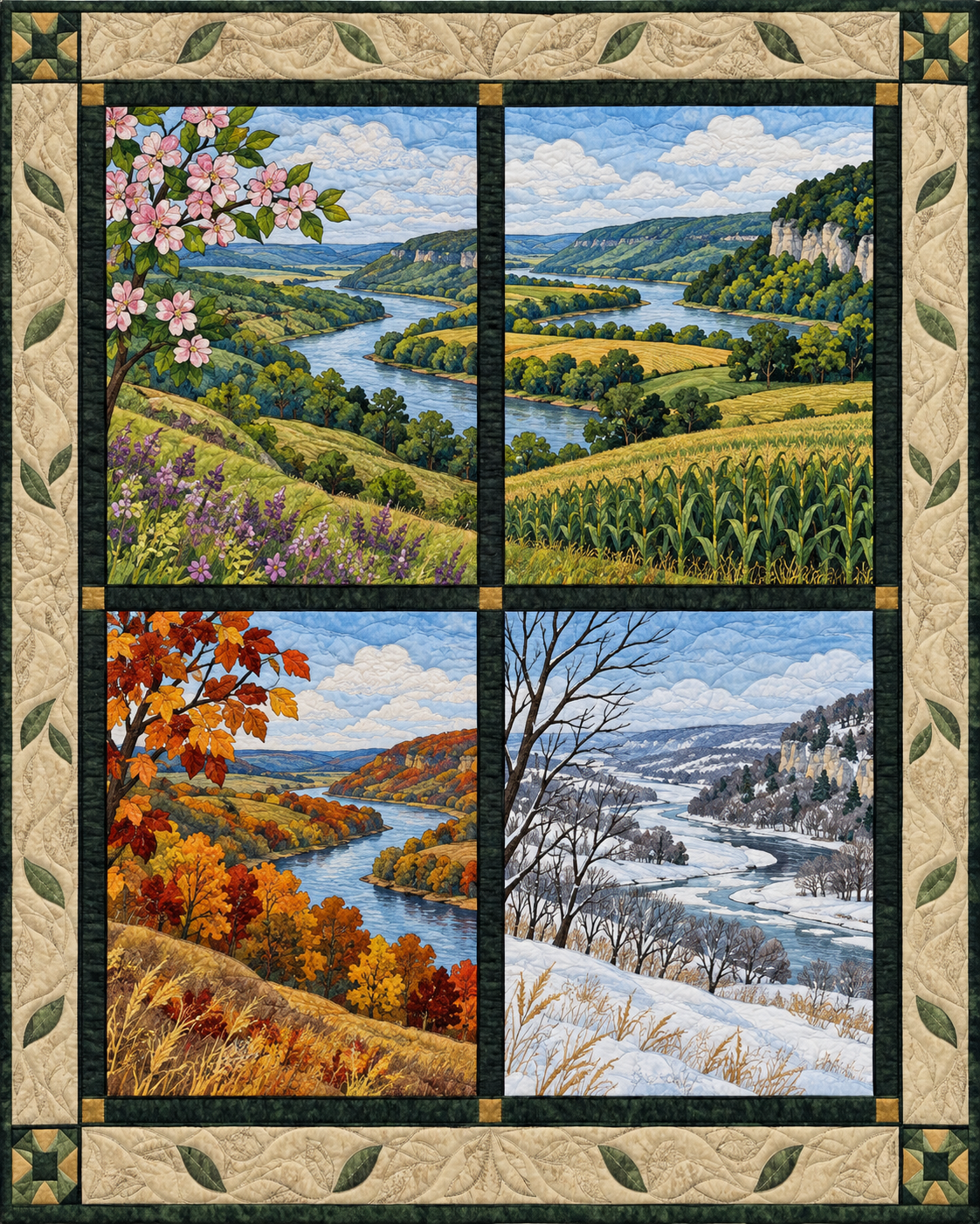 Iowa Seasonal Windows quilt blanket design