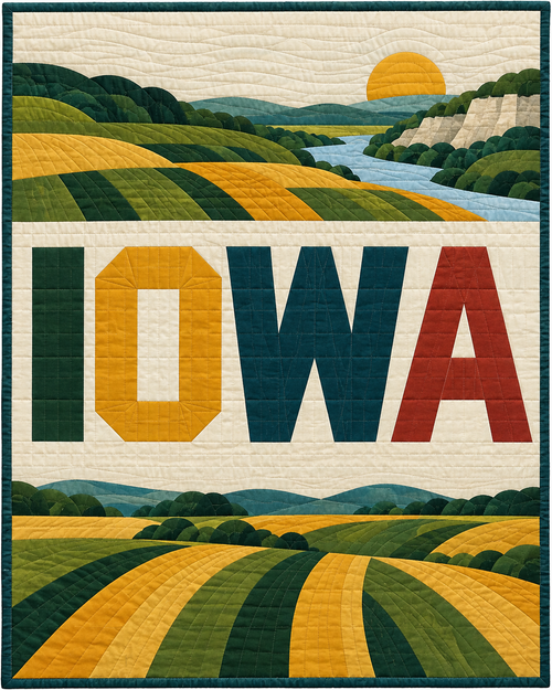 Iowa Typography Bars quilt blanket design