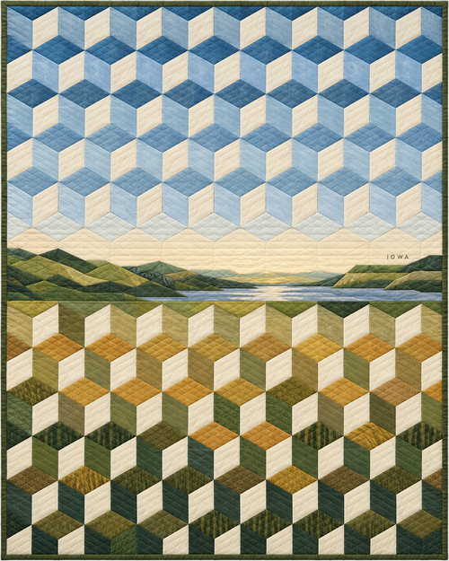 Iowa Diamond Horizon quilt blanket design