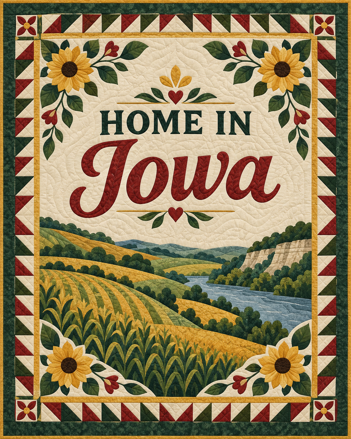 Iowa Home Saying quilt blanket design