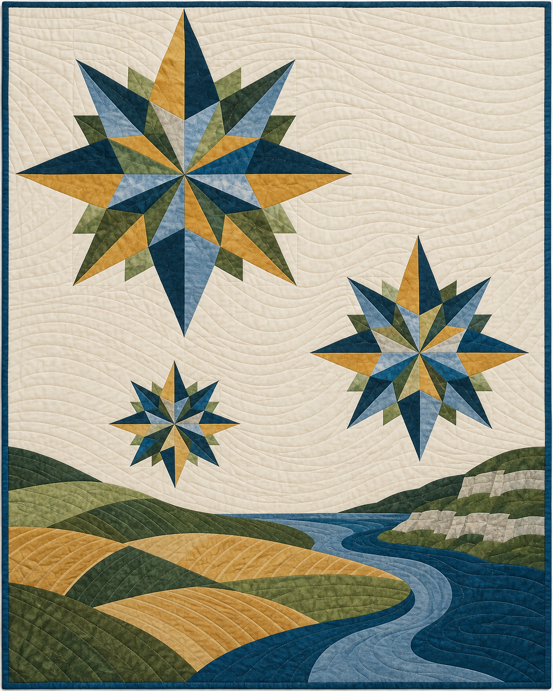 Iowa Modern Compass quilt blanket design