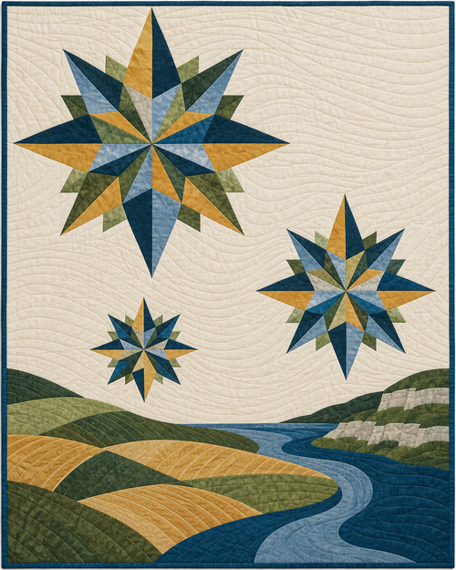 Iowa Modern Compass quilt blanket design