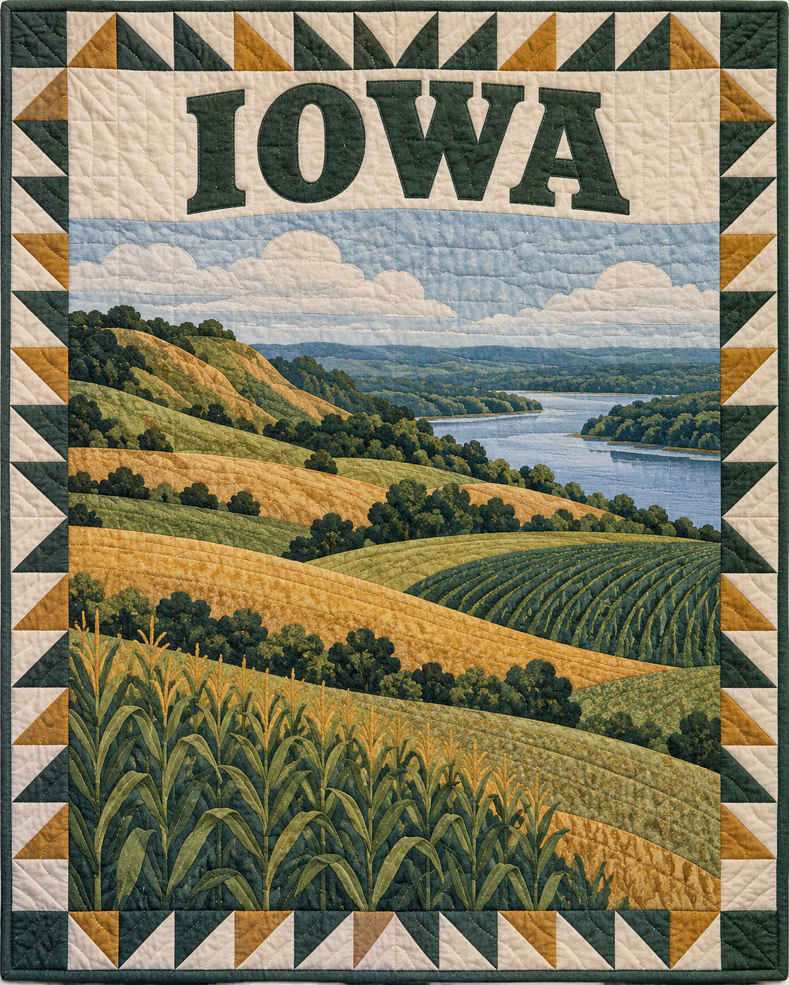 Iowa Scenic Postcard quilt blanket design