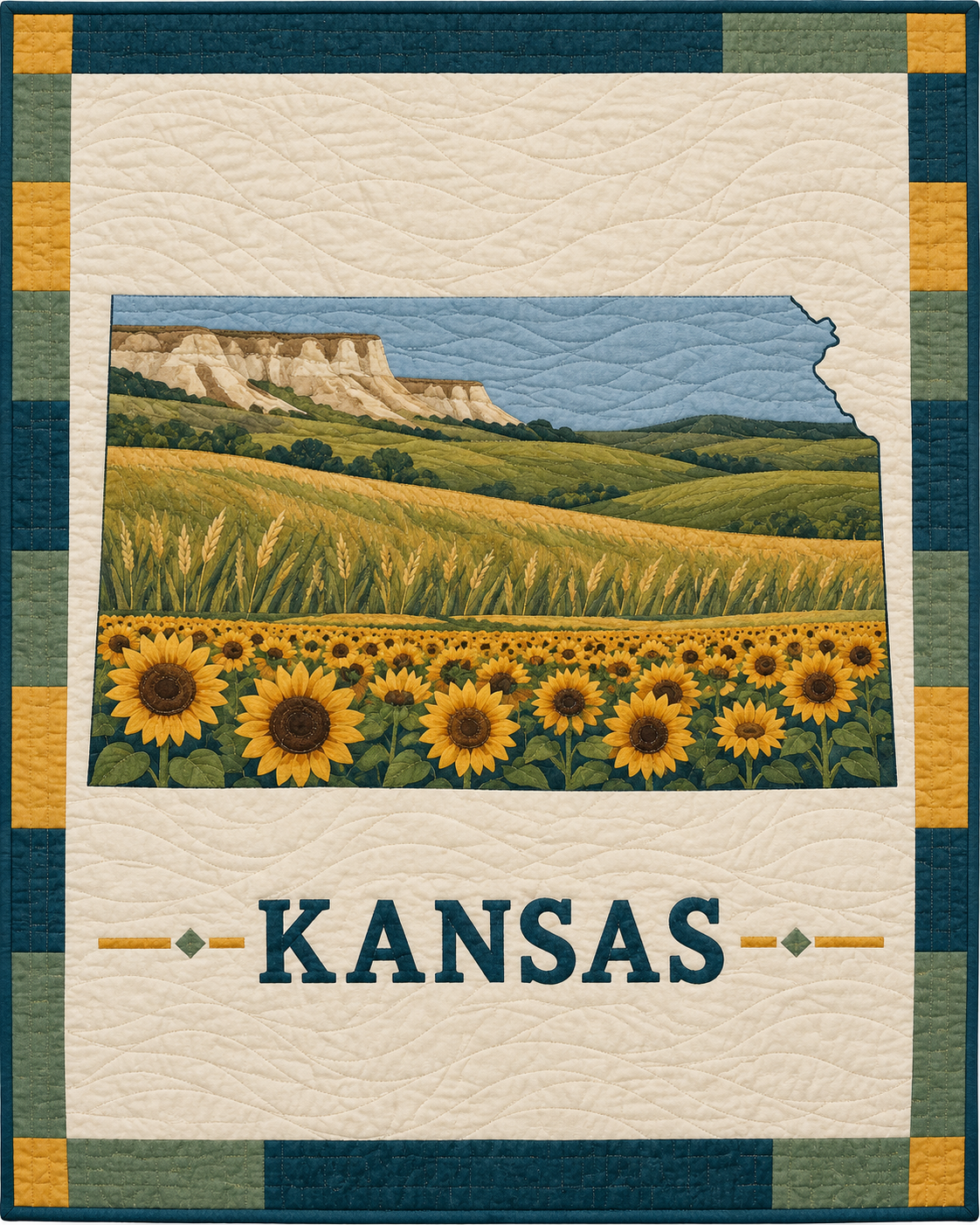 Kansas State Silhouette quilt blanket design