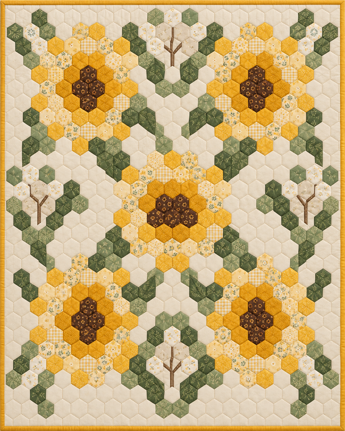 Kansas Garden Hexagons quilt blanket design