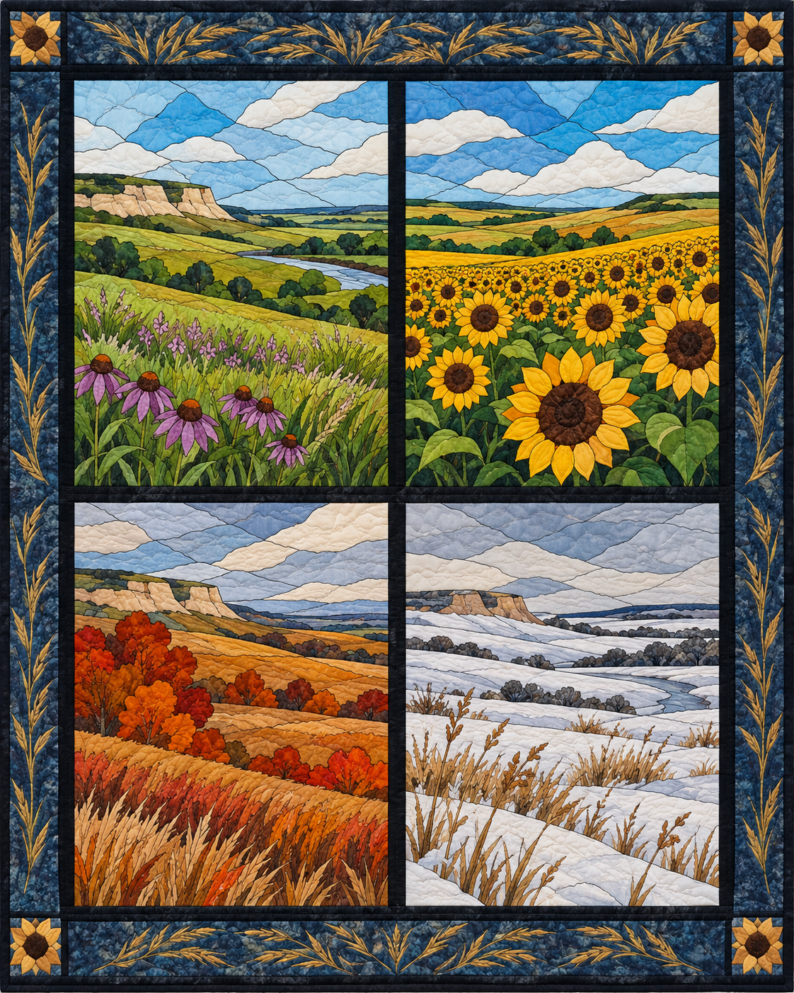 Kansas Seasonal Windows quilt blanket design