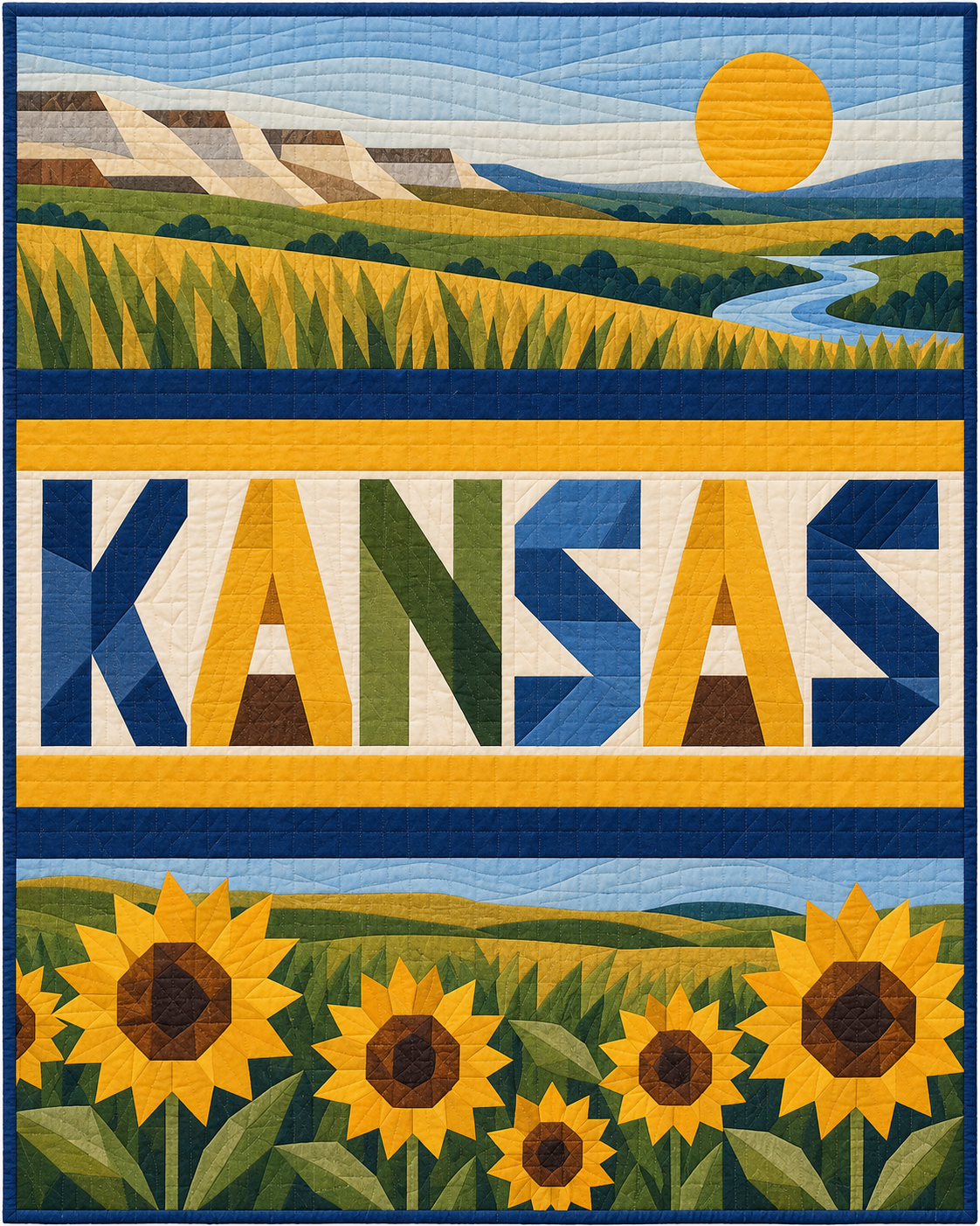 Kansas Typography Bars quilt blanket design
