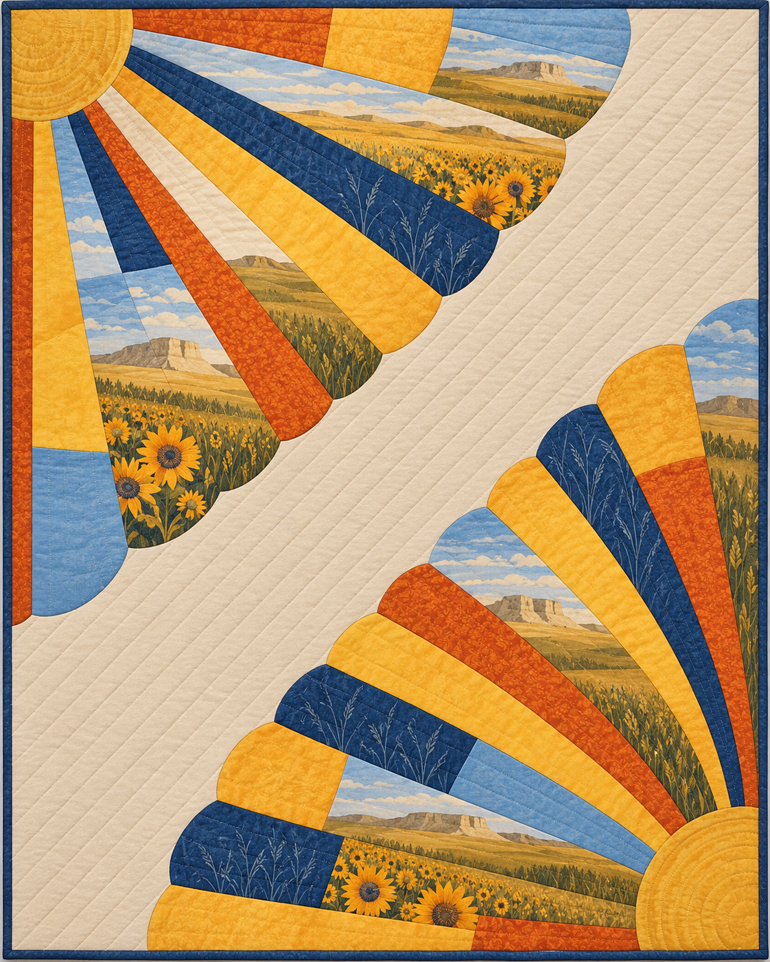 Kansas Sunrise Fans quilt blanket design