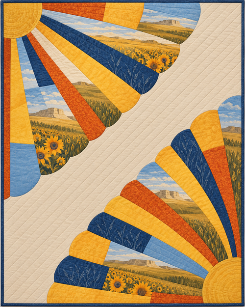 Kansas Sunrise Fans quilt blanket design