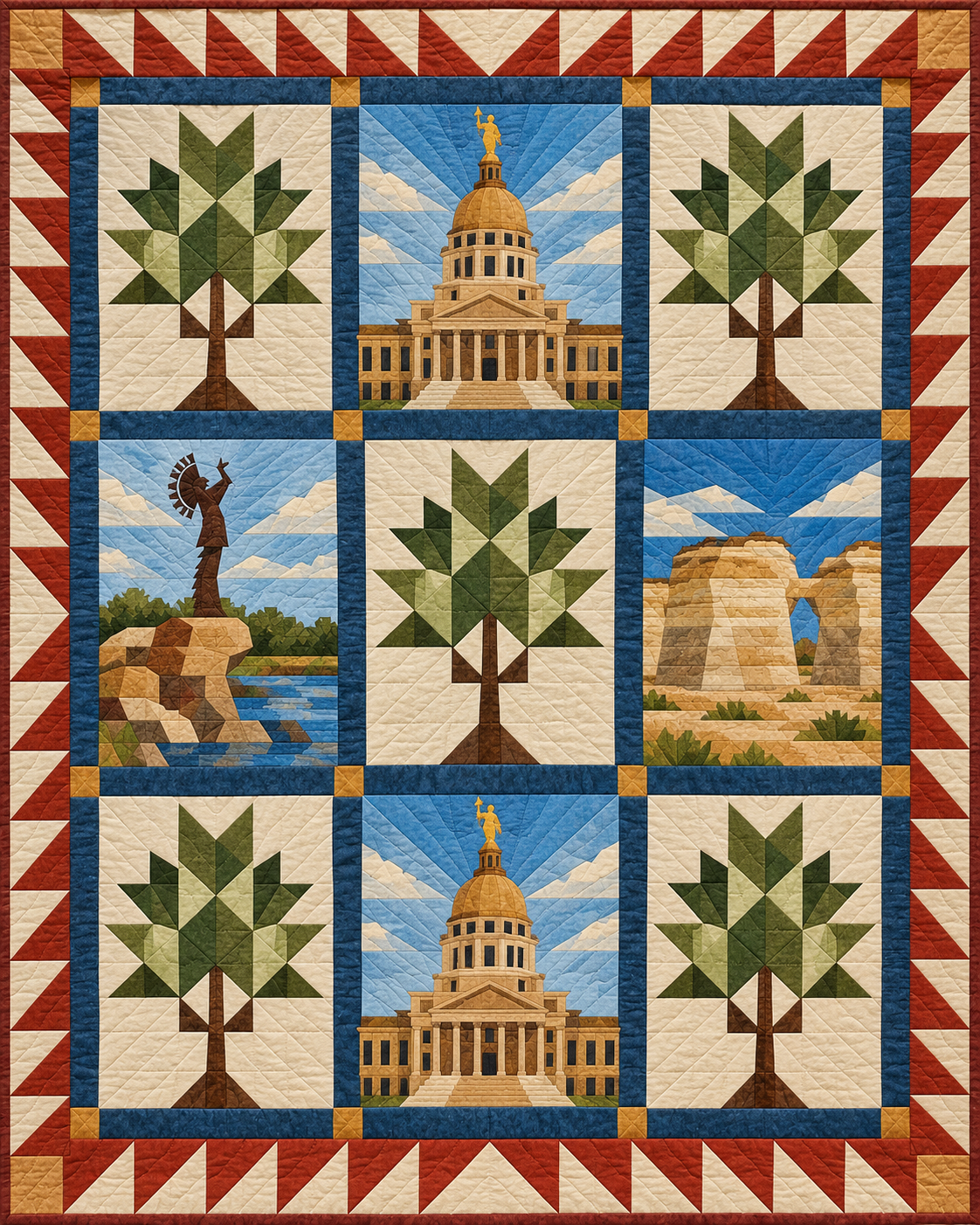 Kansas Town Houses quilt blanket design