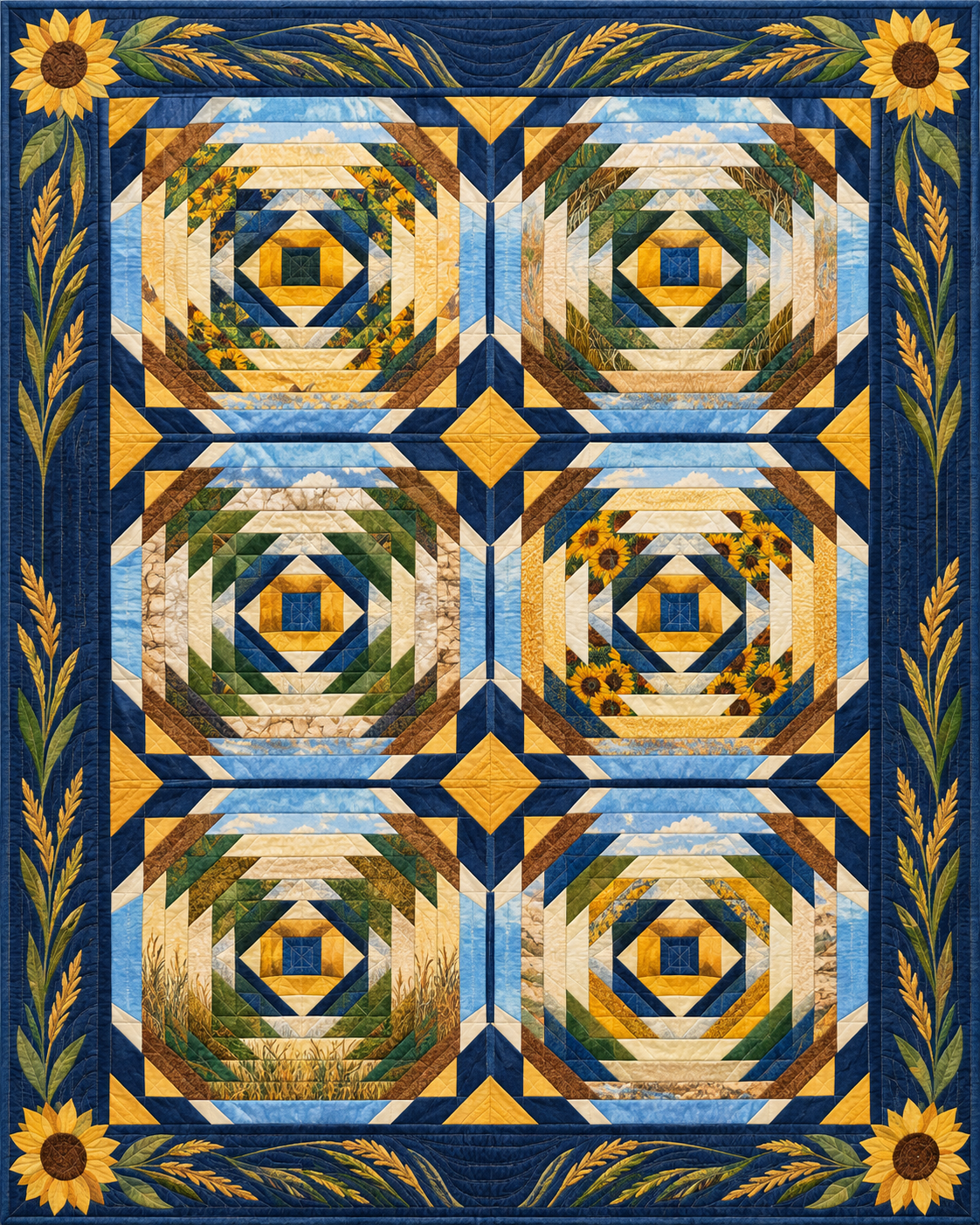 Kansas Pineapple Radiance quilt blanket design