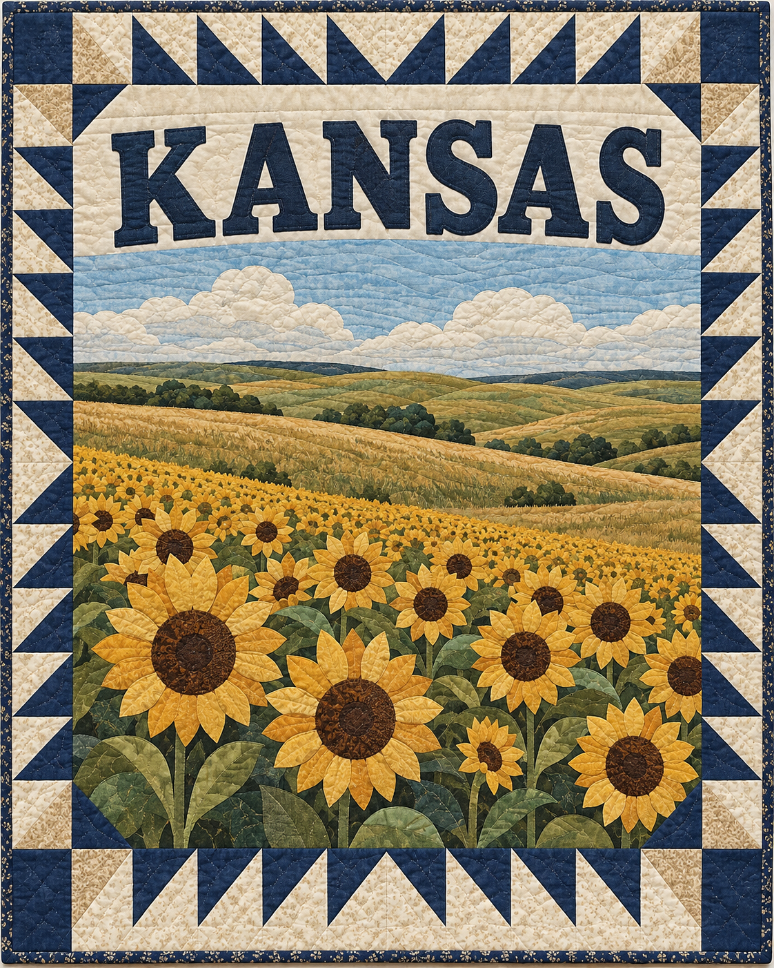Kansas Scenic Postcard quilt blanket design