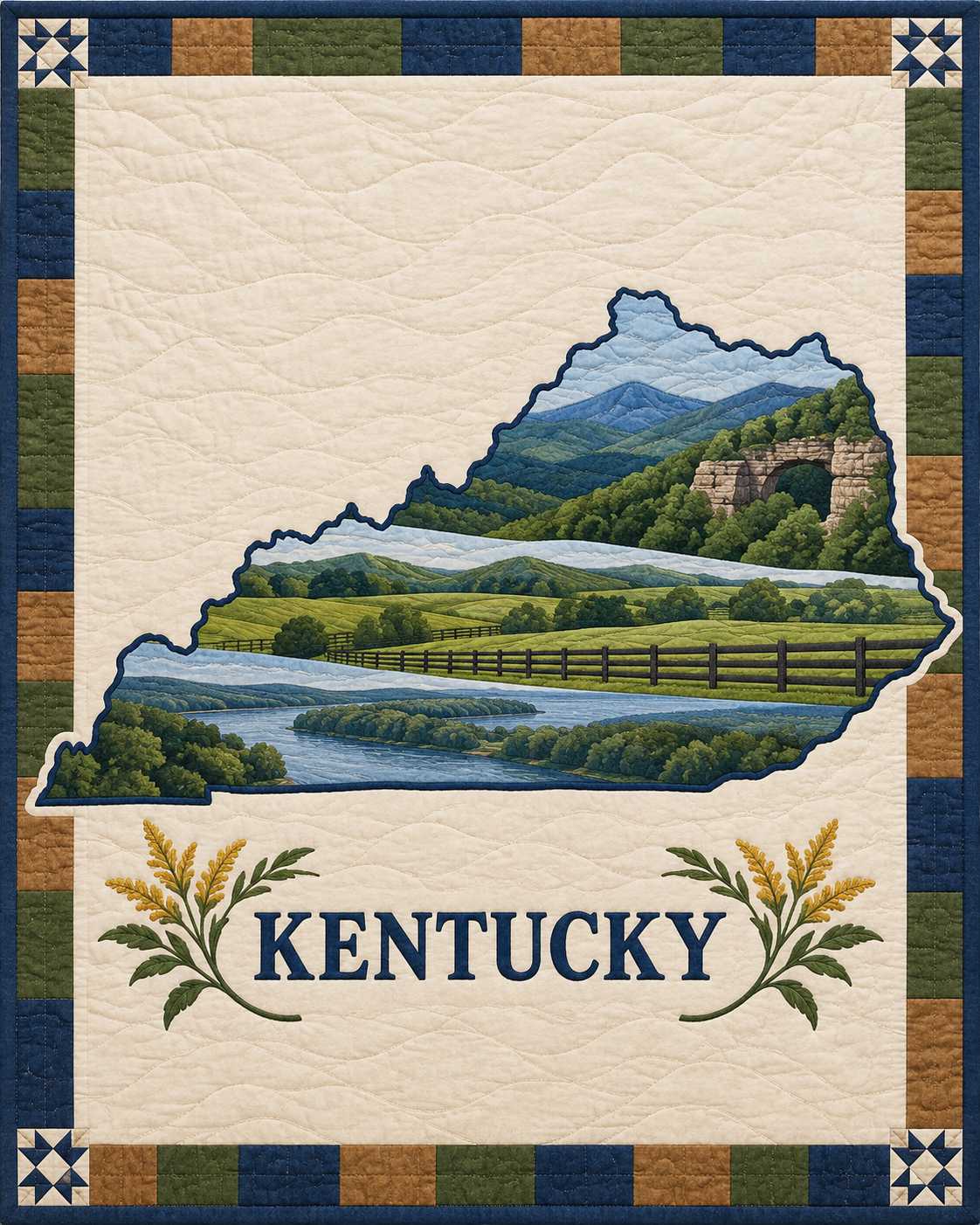 Kentucky State Silhouette quilt blanket design