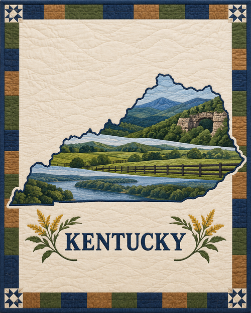 Kentucky State Silhouette quilt blanket design