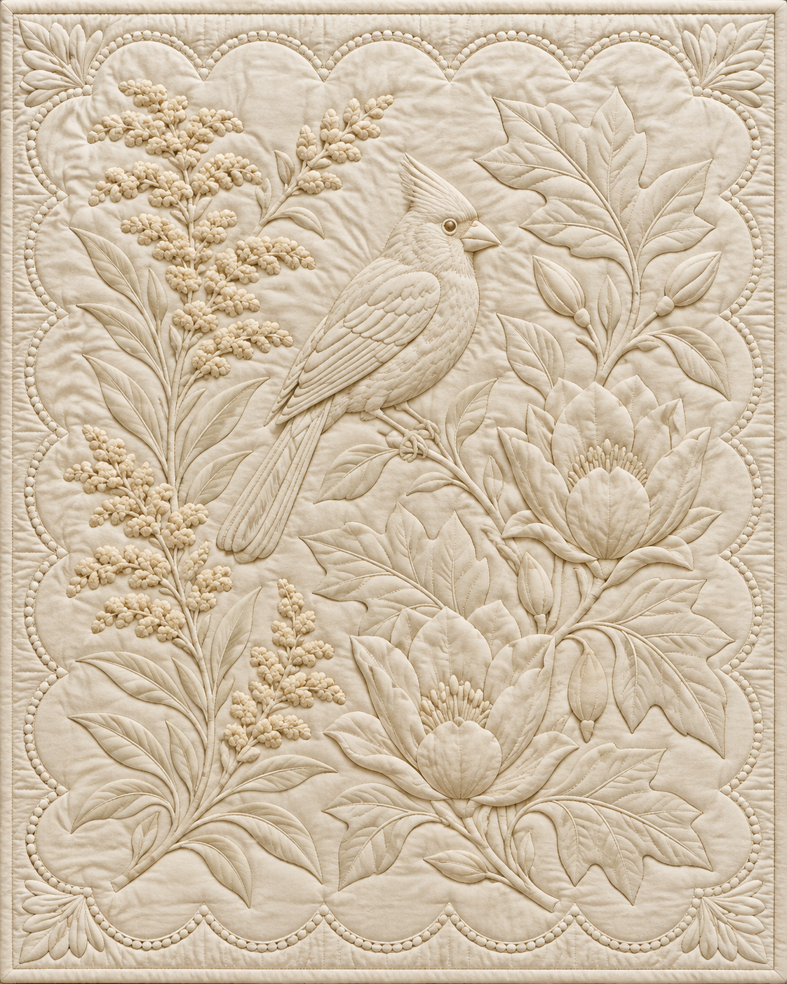 Kentucky Botanical Whitework quilt blanket design