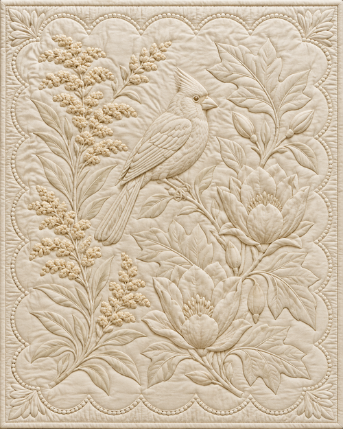 Kentucky Botanical Whitework quilt blanket design