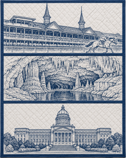 Kentucky Landmark Bluework quilt blanket design
