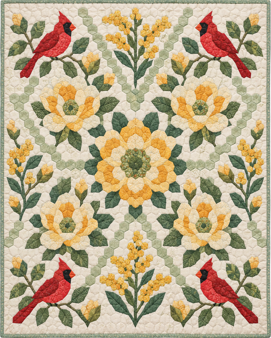 Kentucky Garden Hexagons quilt blanket design