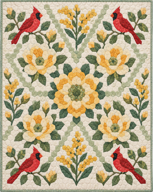 Kentucky Garden Hexagons quilt blanket design