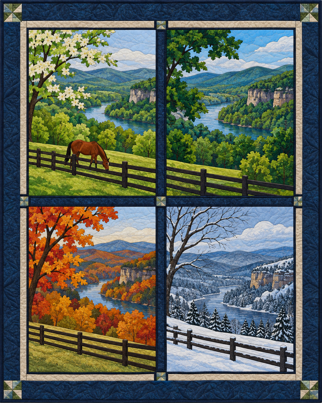 Kentucky Seasonal Windows quilt blanket design