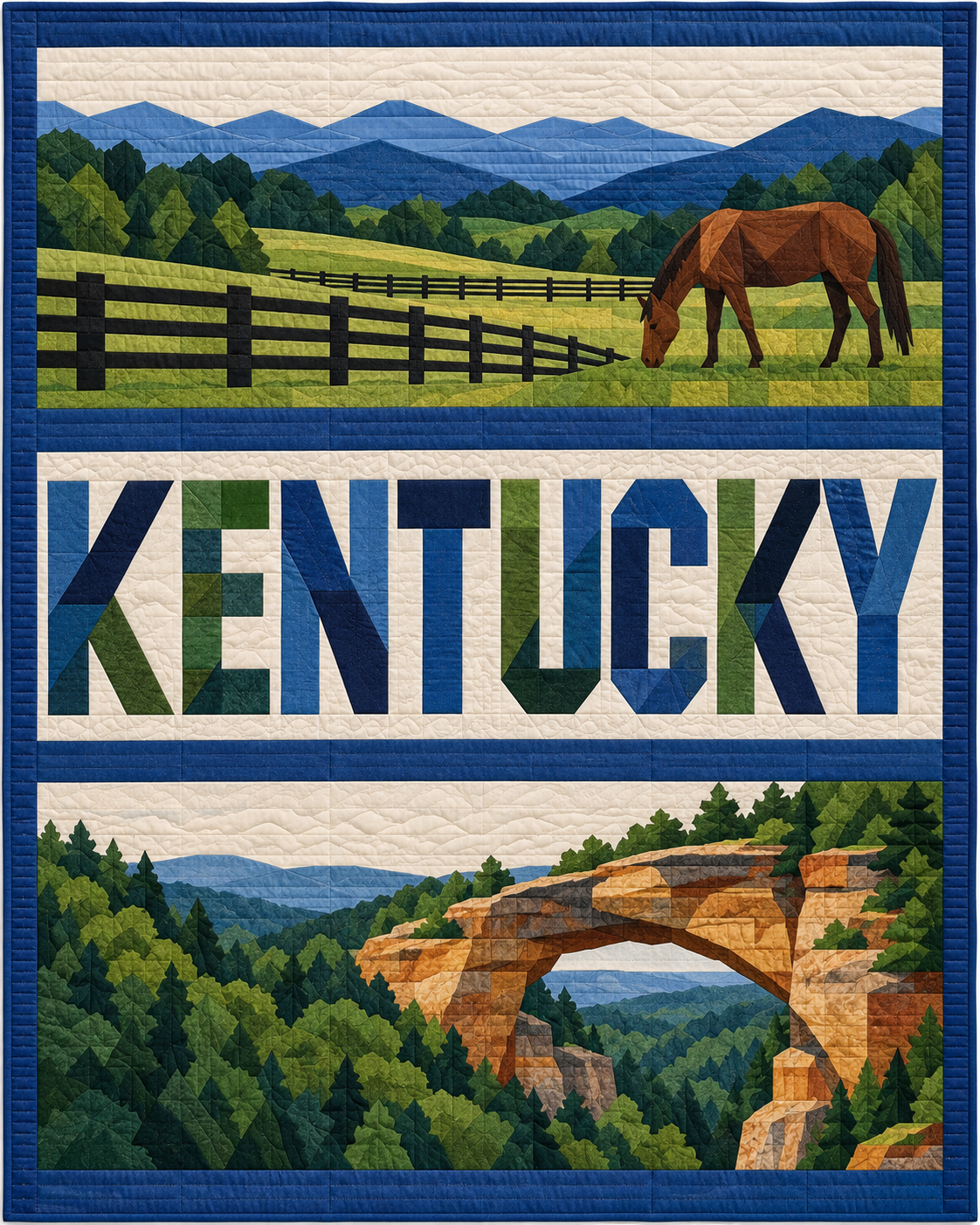 Kentucky Typography Bars quilt blanket design