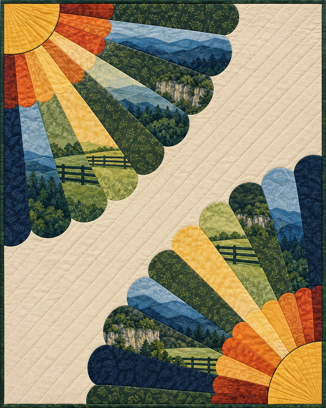 Kentucky Sunrise Fans quilt blanket design