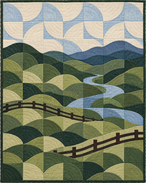 Kentucky Rolling Curves quilt blanket design