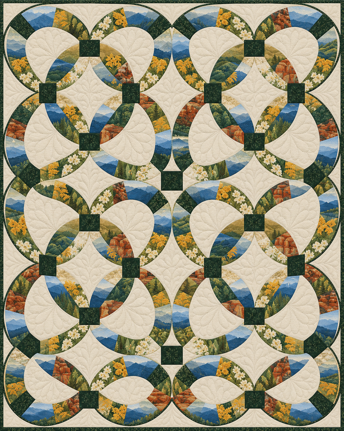 Kentucky Ribbon Rings quilt blanket design