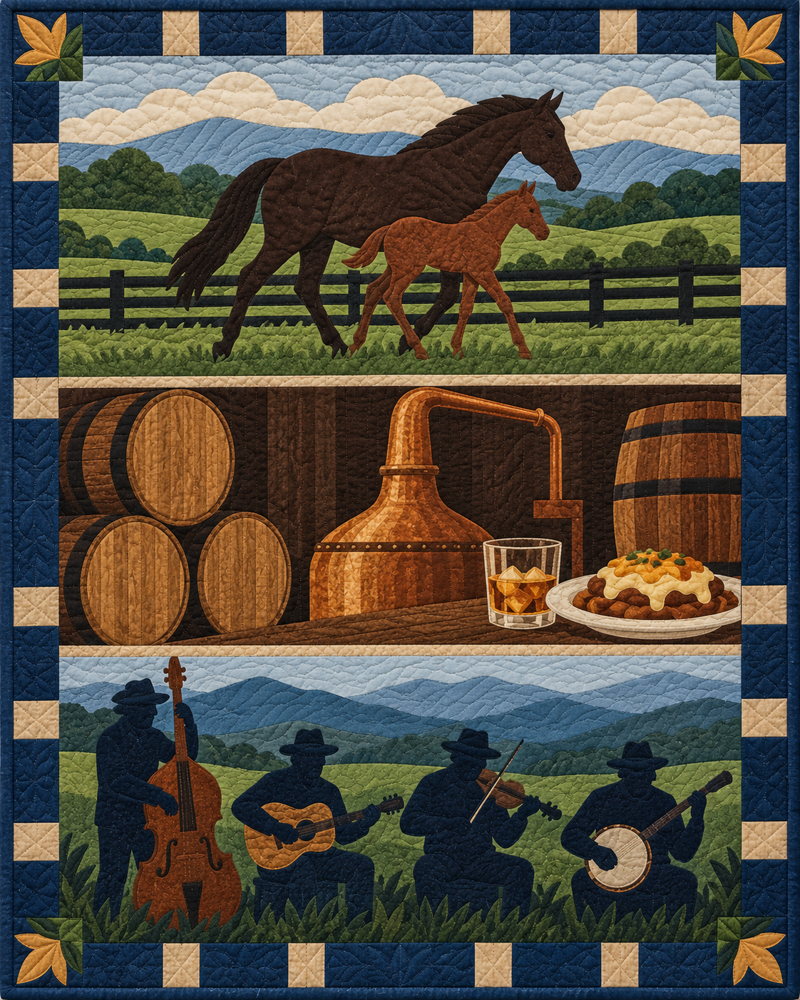 Kentucky Music and Gathering quilt blanket design