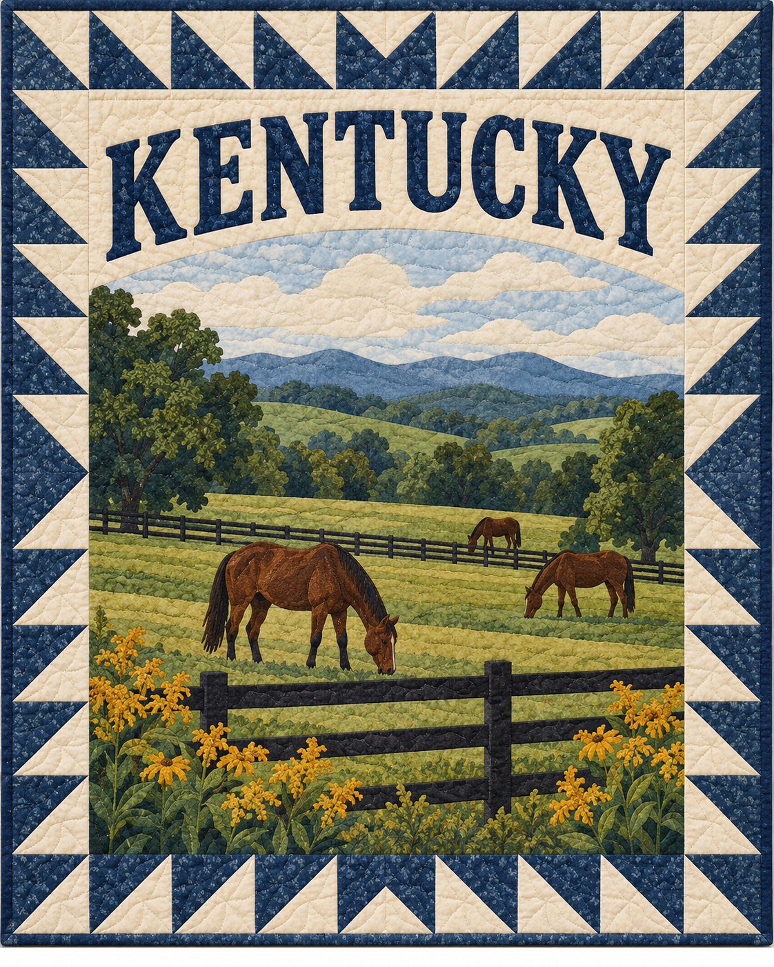 Kentucky Scenic Postcard quilt blanket design