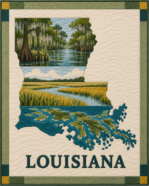 Louisiana State Silhouette quilt blanket design