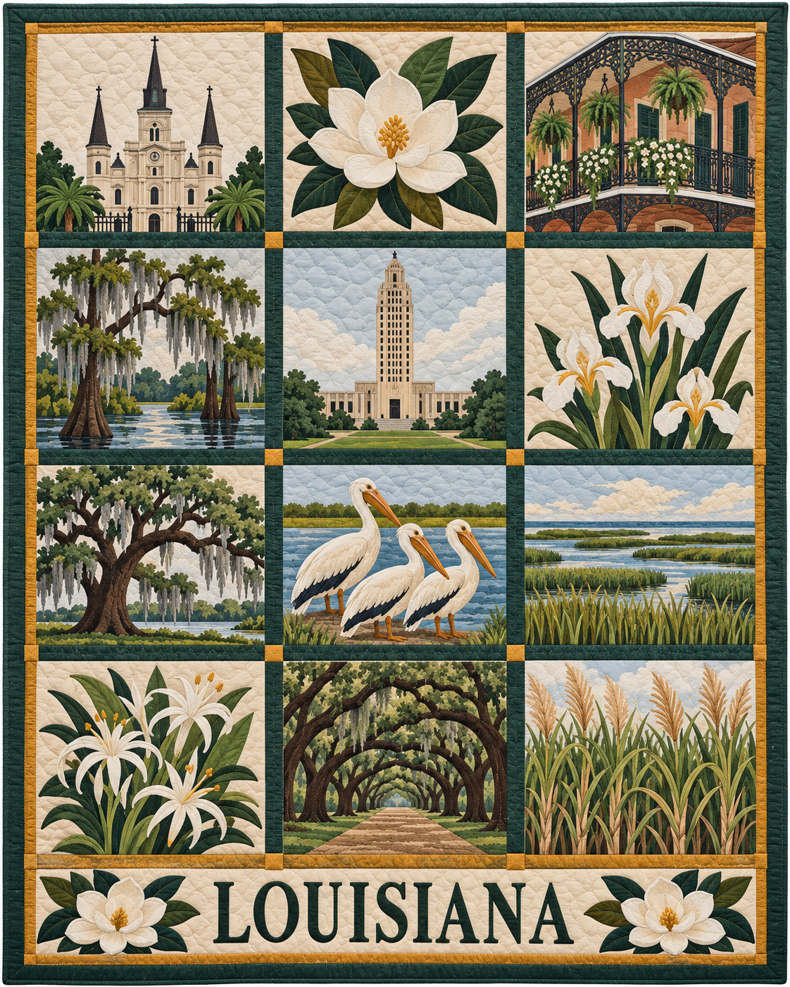 Louisiana Heritage Album quilt blanket design