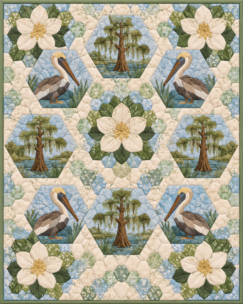Louisiana Garden Hexagons quilt blanket design