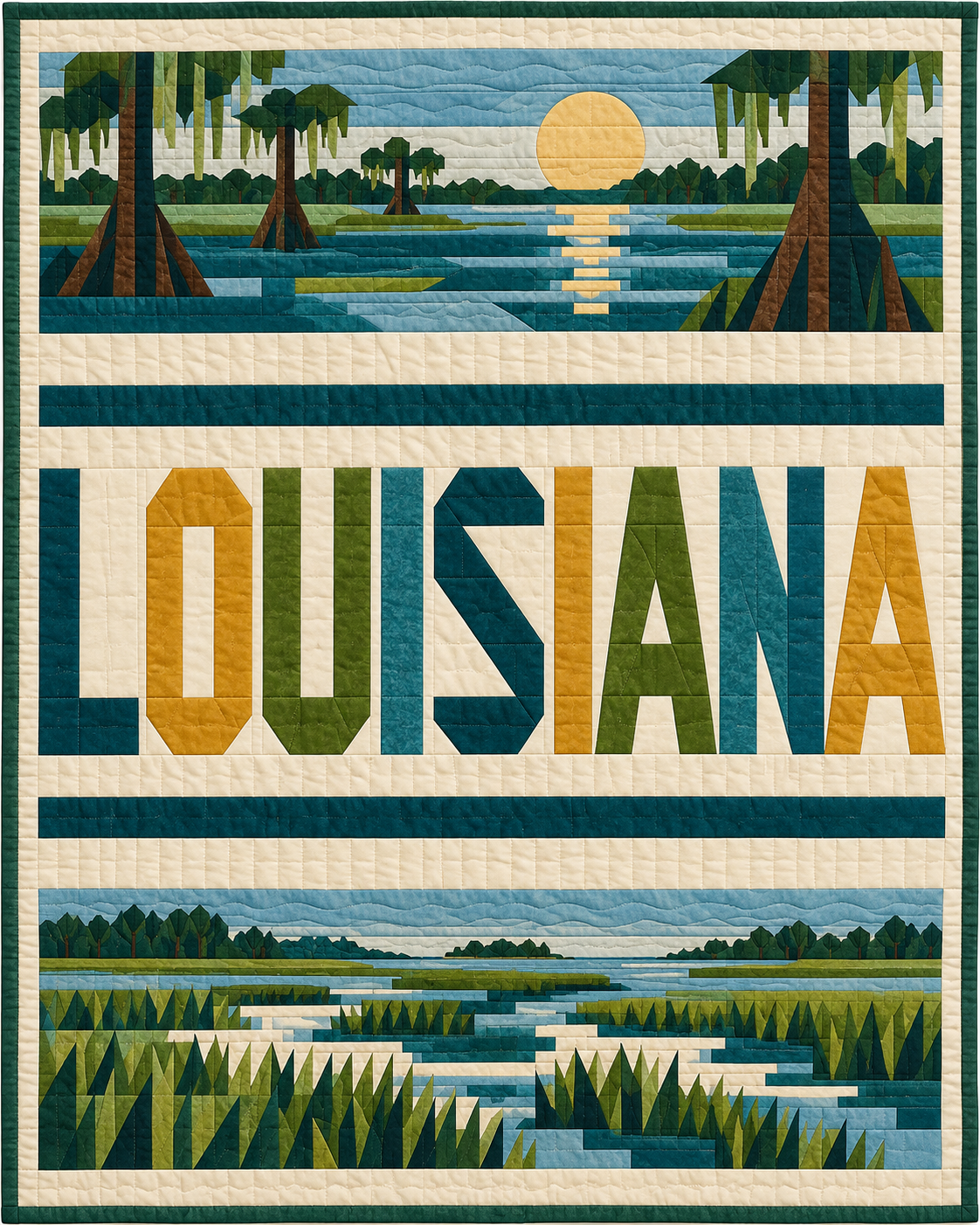 Louisiana Typography Bars quilt blanket design