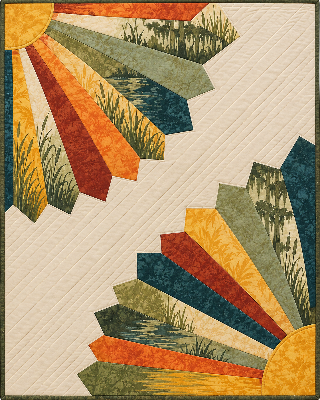 Louisiana Sunrise Fans quilt blanket design