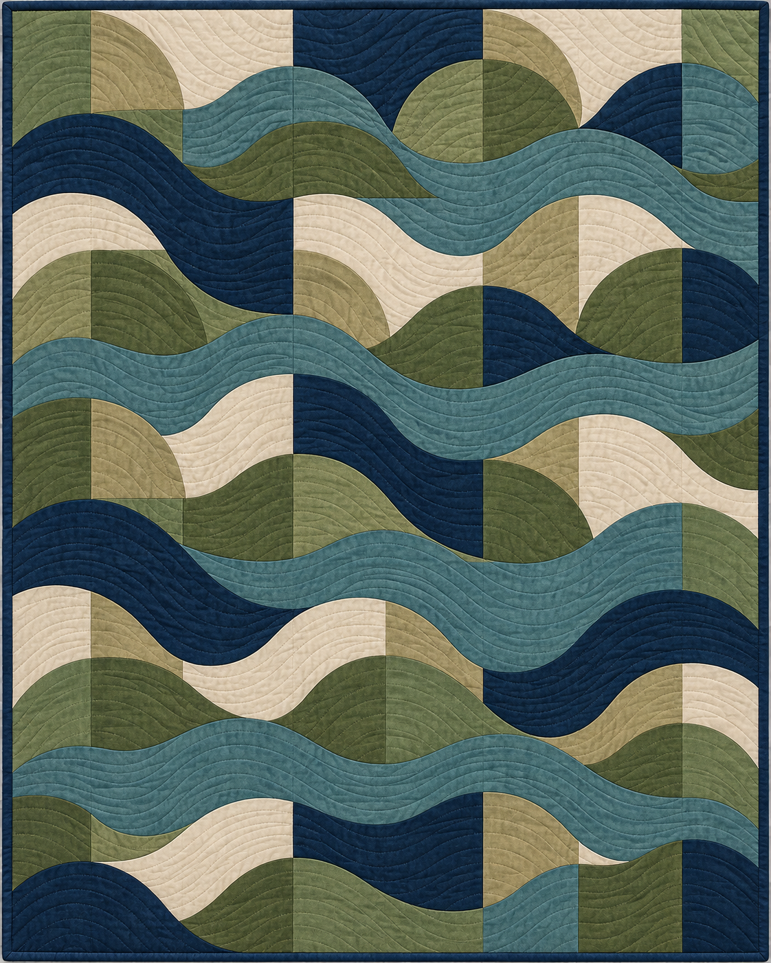 Louisiana Rolling Curves quilt blanket design